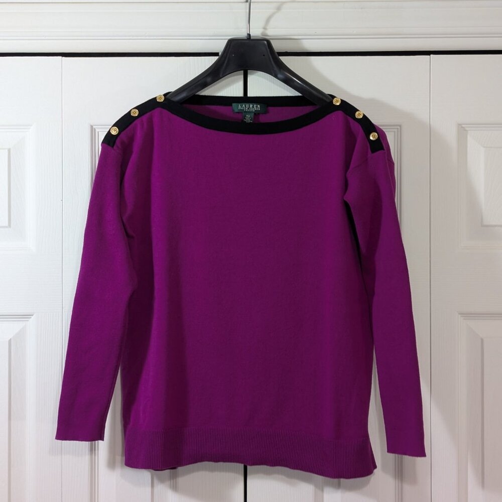 Lauren Ralph Lauren Petite Women's Purple Sweater Boat Neck - Size M